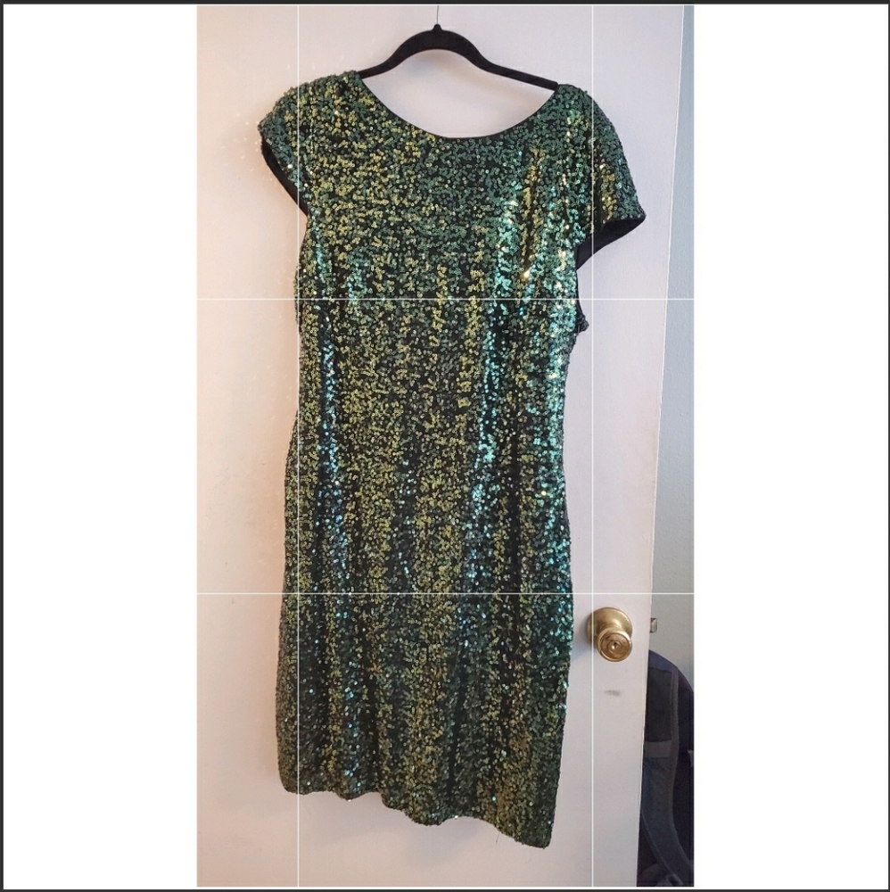 Badgley Mischka Green Sequin Dress